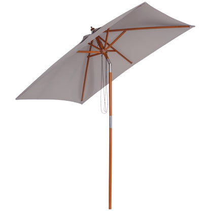 Umbrella 200 x 150 x 235 cm Tiltable Garden Umbrella 3-stage adjustable rectangular Beach Umbrella water-repellent and UV-resistant for Beach Balcony Terrace Garden Gray