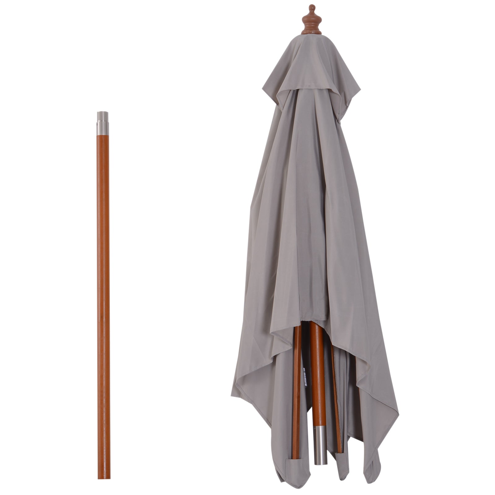 Umbrella 200 x 150 x 235 cm Tiltable Garden Umbrella 3-stage adjustable rectangular Beach Umbrella water-repellent and UV-resistant for Beach Balcony Terrace Garden Gray