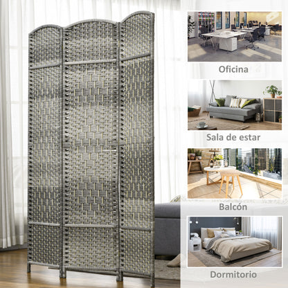 3-Panel Folding Screen 53.1x70.9 inches Room Divider Privacy Screen Polypropylene for Office Bedroom Gray Mix