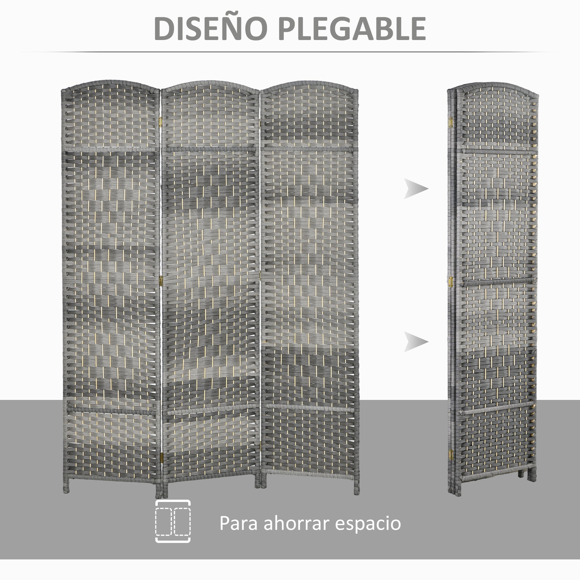 3-Panel Folding Screen 53.1x70.9 inches Room Divider Privacy Screen Polypropylene for Office Bedroom Gray Mix