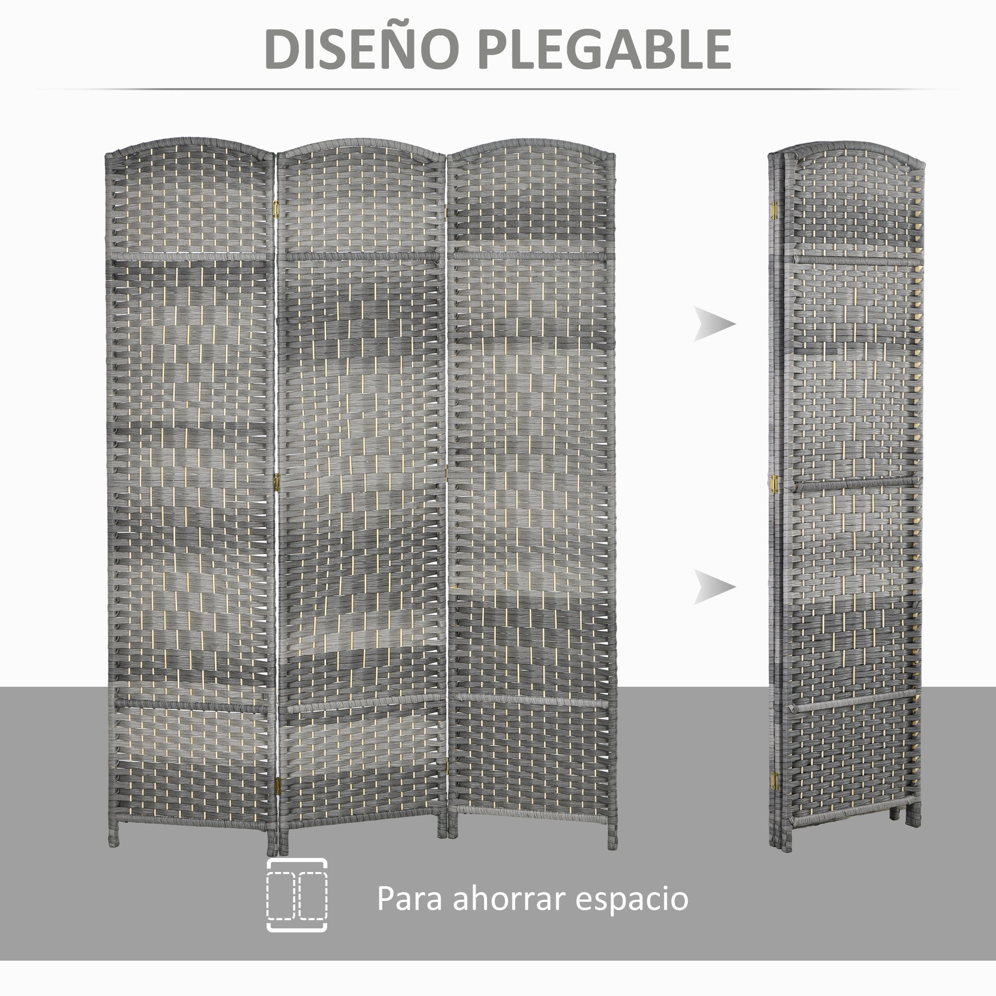 3-Panel Folding Screen 53.1x70.9 inches Room Divider Privacy Screen Polypropylene for Office Bedroom Gray Mix