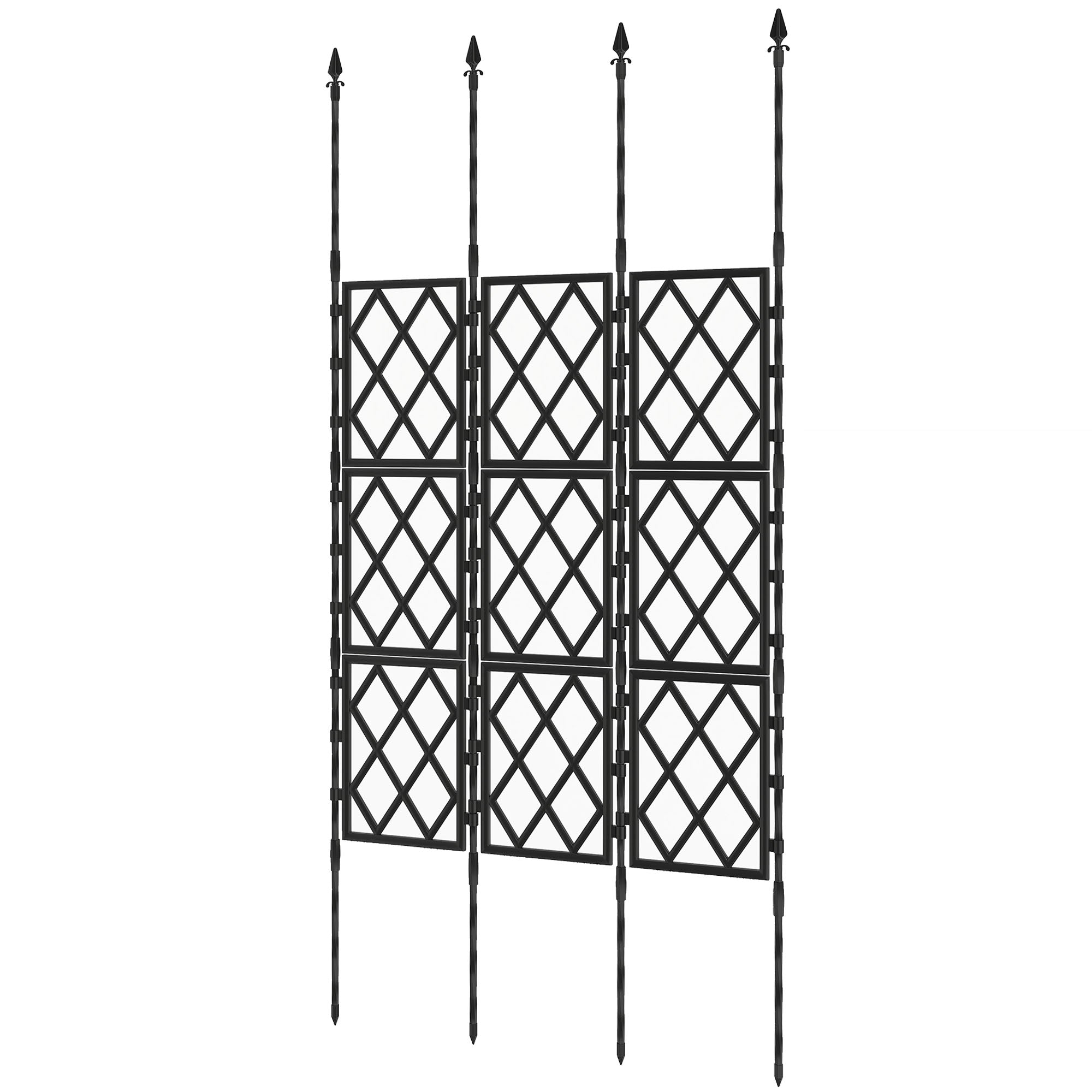 Folding Garden Trellis — DIY Climbing Plant Support, PE-Coated Steel Frame for Fruits, Vegetables & Flowers, 33.5 x 0.8 x 77.6 in, Black