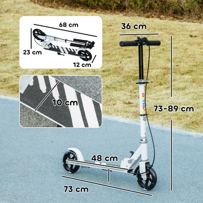 Kids Scooter 3 to 8 years old, foldable scooter with 2 LED light-up wheels, 4 height adjustments, non-slip deck, dual brake, scooter for girls and boys, white