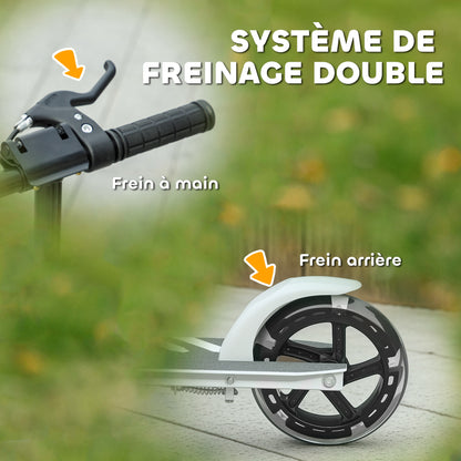 Kids Scooter 3 to 8 years old, foldable scooter with 2 LED light-up wheels, 4 height adjustments, non-slip deck, dual brake, scooter for girls and boys, white