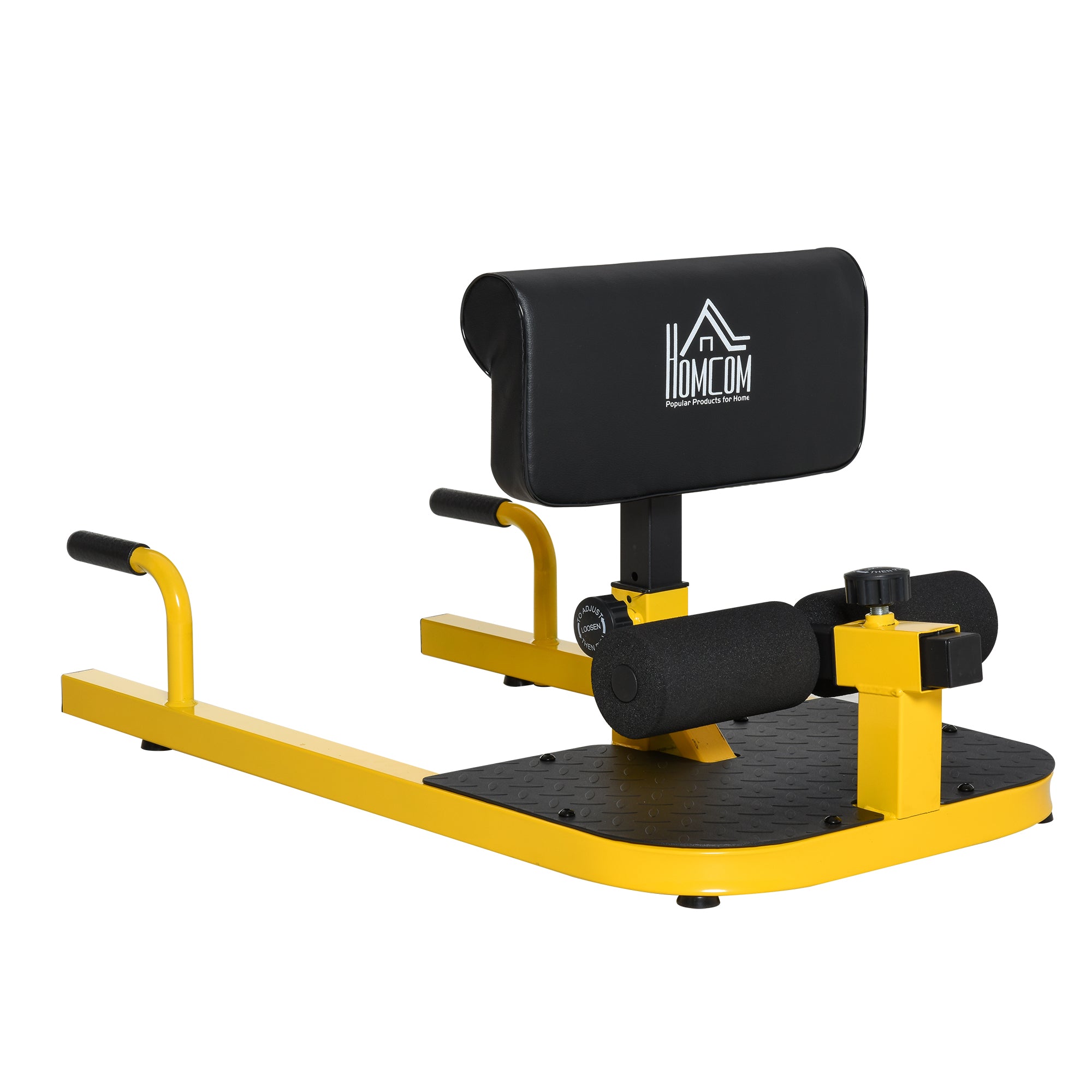 Sissy Squat Leg Trainer Abdominal Glute Trainer 3 in 1 Trainer Adjustable up to 264 lbs Steel Yellow+Black 50 x 97 x (44.5–56.5) cm