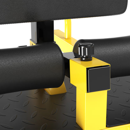Sissy Squat Leg Trainer Abdominal Glute Trainer 3 in 1 Trainer Adjustable up to 264 lbs Steel Yellow+Black 50 x 97 x (44.5–56.5) cm