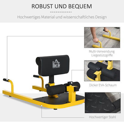 Sissy Squat Leg Trainer Abdominal Glute Trainer 3 in 1 Trainer Adjustable up to 264 lbs Steel Yellow+Black 50 x 97 x (44.5–56.5) cm
