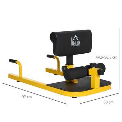 Sissy Squat Leg Trainer Abdominal Glute Trainer 3 in 1 Trainer Adjustable up to 264 lbs Steel Yellow+Black 50 x 97 x (44.5–56.5) cm