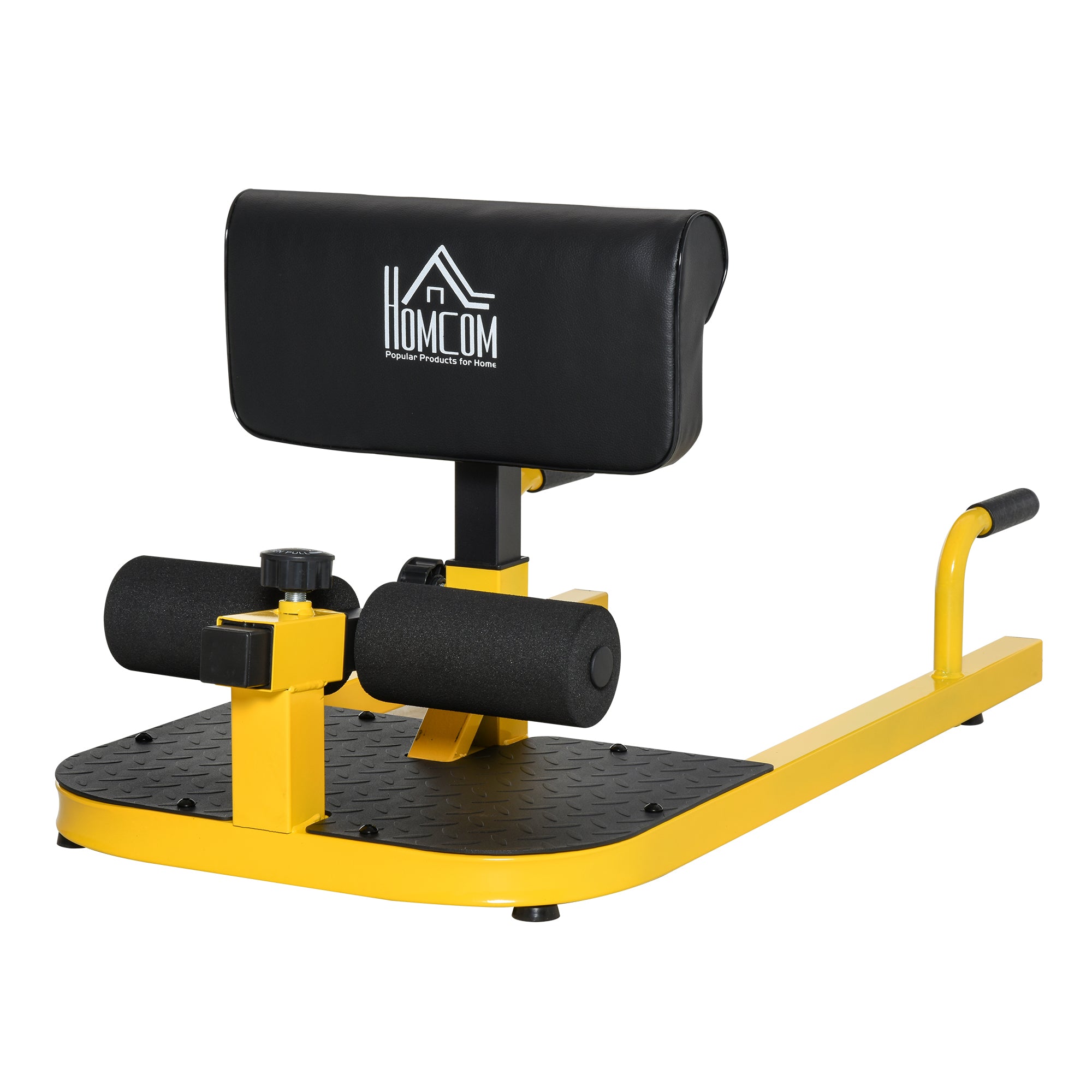 Sissy Squat Leg Trainer Abdominal Glute Trainer 3 in 1 Trainer Adjustable up to 264 lbs Steel Yellow+Black 50 x 97 x (44.5–56.5) cm