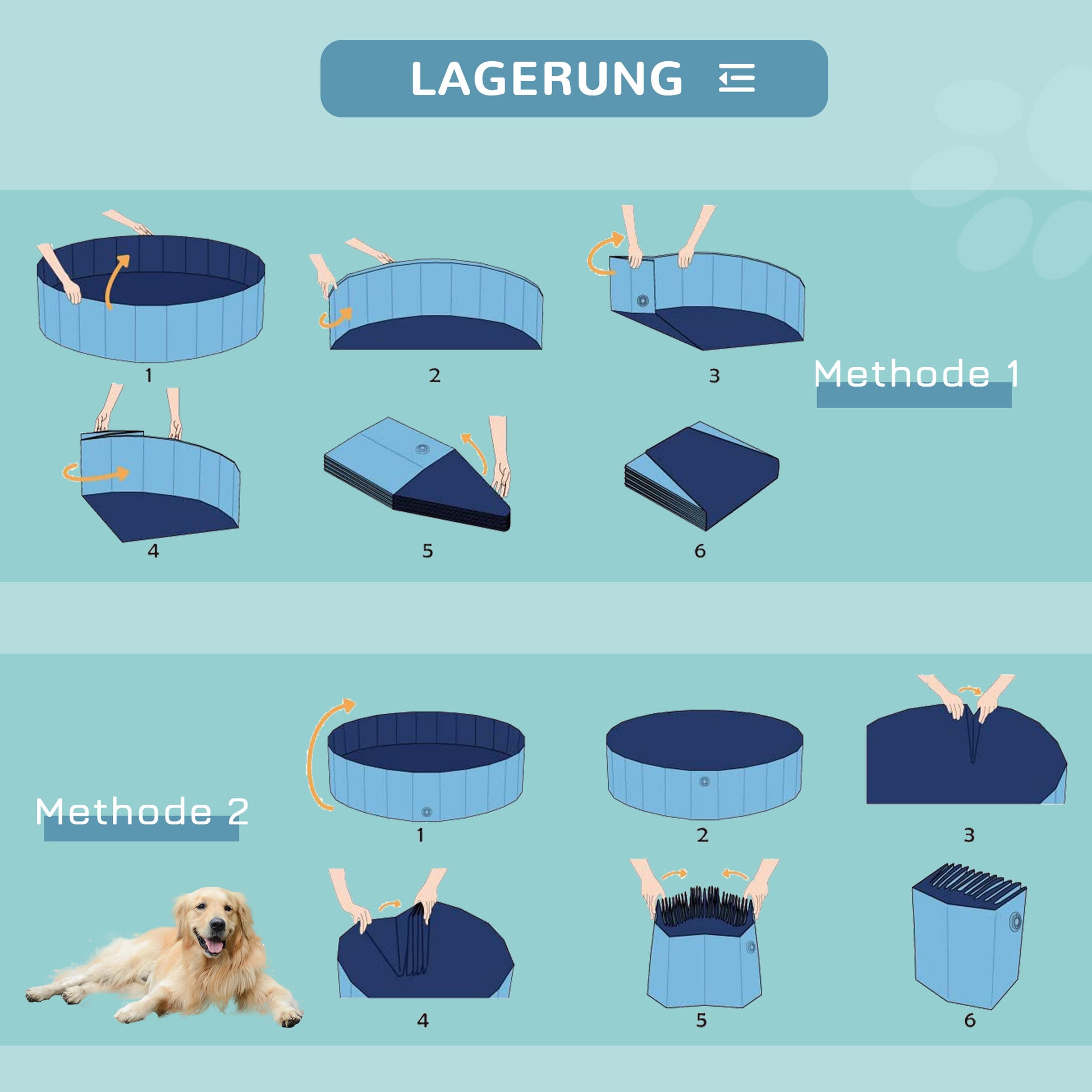Dog Bath tub foldable Bathtub Dog Pool Splash pool Swimming pool Water basin for Dogs and Cats Swimming pool Plastic+Wood Blue Ø140 x H30 cm