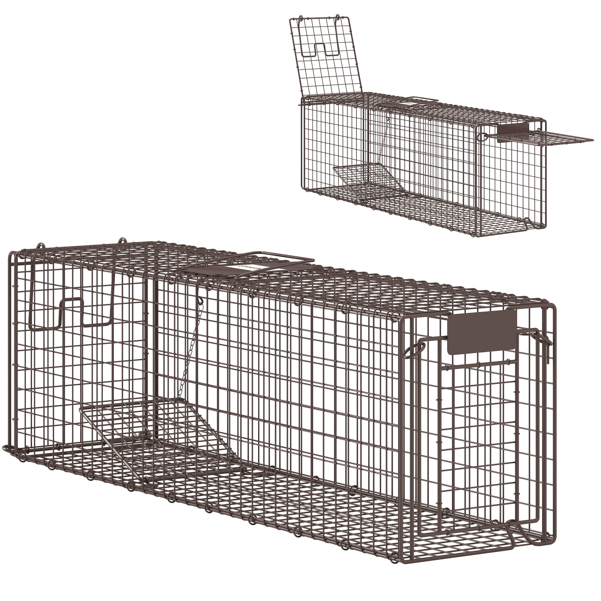 Live Animal Trap 100x24x30 cm Rat Trap with 2 Doors and Steel Frame for Indoor and Outdoor Brown