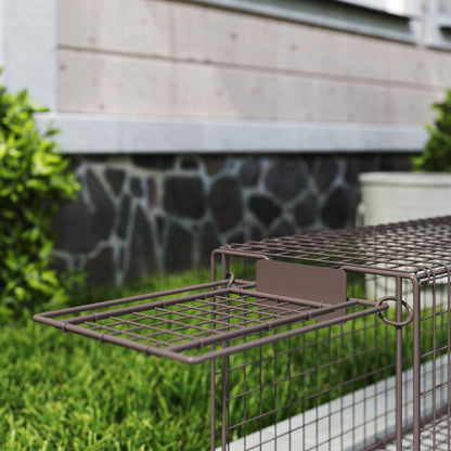Live Animal Trap 100x24x30 cm Rat Trap with 2 Doors and Steel Frame for Indoor and Outdoor Brown