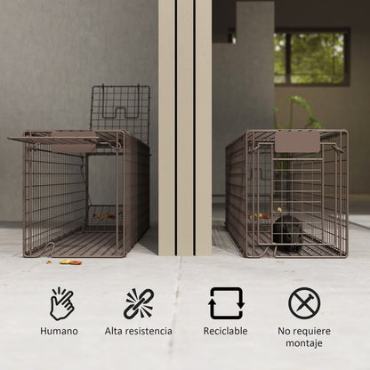 Live Animal Trap 100x24x30 cm Rat Trap with 2 Doors and Steel Frame for Indoor and Outdoor Brown