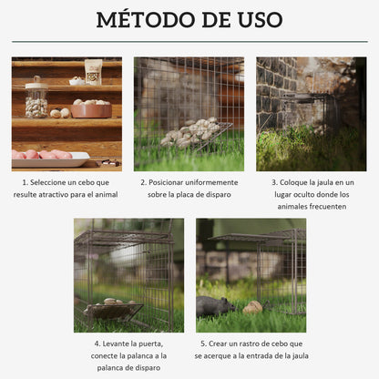 Live Animal Trap 100x24x30 cm Rat Trap with 2 Doors and Steel Frame for Indoor and Outdoor Brown