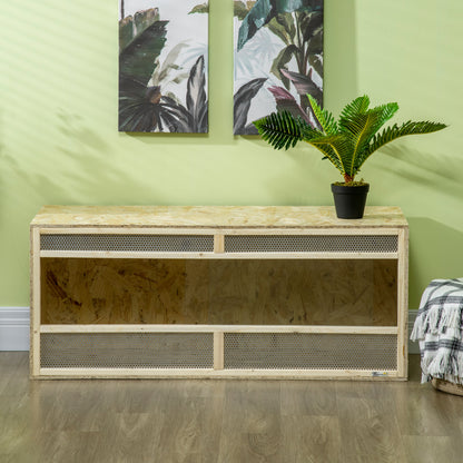 Terrarium for Reptiles, Reptile Feeding Box with Ventilation Grid, Sliding Glass Doors, Reptile Breeding Box for Amphibians, Spider, Natural, 120 x 50 x 50 cm