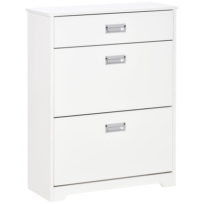 Shoe Cabinet with 2 Foldable Drawers Adjustable Shelf + 1 Drawer + 1 Counter for up to 16 Pairs 70cm x 29cm x 92cm White