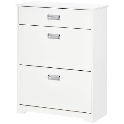Shoe Cabinet with 2 Foldable Drawers Adjustable Shelf + 1 Drawer + 1 Counter for up to 16 Pairs 70cm x 29cm x 92cm White