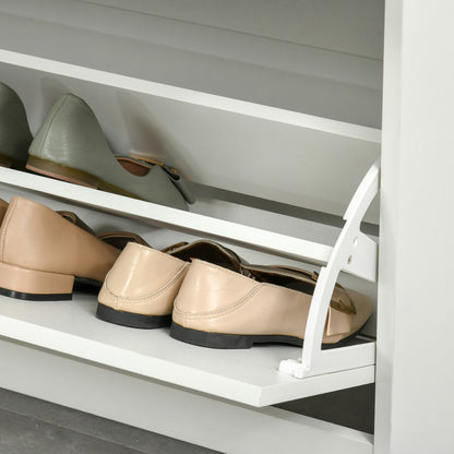 Shoe Cabinet with 2 Foldable Drawers Adjustable Shelf + 1 Drawer + 1 Counter for up to 16 Pairs 70cm x 29cm x 92cm White