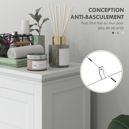 Bathroom Storage Cabinet Bathroom Storage Cabinet with Drawer and Cupboard, Adjustable Shelves, for Bathroom, Living Room, Kitchen - 60 x 30 x 102.5 cm, White