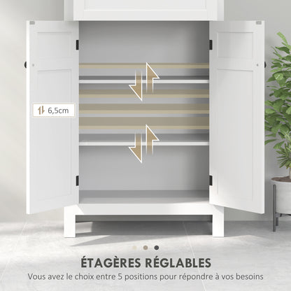 Bathroom Storage Cabinet Bathroom Storage Cabinet with Drawer and Cupboard, Adjustable Shelves, for Bathroom, Living Room, Kitchen - 60 x 30 x 102.5 cm, White