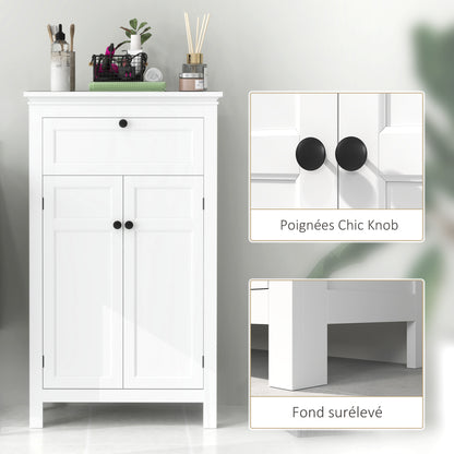 Bathroom Storage Cabinet Bathroom Storage Cabinet with Drawer and Cupboard, Adjustable Shelves, for Bathroom, Living Room, Kitchen - 60 x 30 x 102.5 cm, White