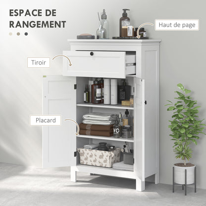 Bathroom Storage Cabinet Bathroom Storage Cabinet with Drawer and Cupboard, Adjustable Shelves, for Bathroom, Living Room, Kitchen - 60 x 30 x 102.5 cm, White