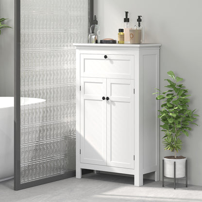 Bathroom Storage Cabinet Bathroom Storage Cabinet with Drawer and Cupboard, Adjustable Shelves, for Bathroom, Living Room, Kitchen - 60 x 30 x 102.5 cm, White