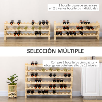 72-Bottle Wine Rack 6-Level Vertical Wine Rack Load 100 kg for Kitchen Dining Bar 114x28x85 cm Natural Wood