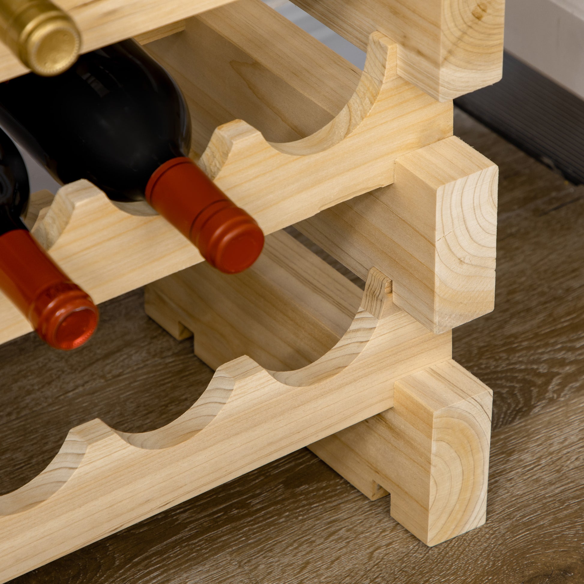 72-Bottle Wine Rack 6-Level Vertical Wine Rack Load 100 kg for Kitchen Dining Bar 114x28x85 cm Natural Wood