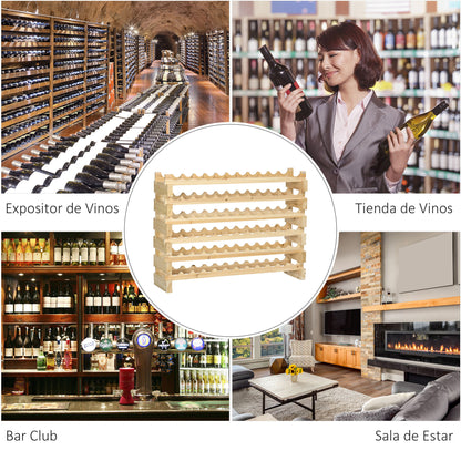 72-Bottle Wine Rack 6-Level Vertical Wine Rack Load 100 kg for Kitchen Dining Bar 114x28x85 cm Natural Wood