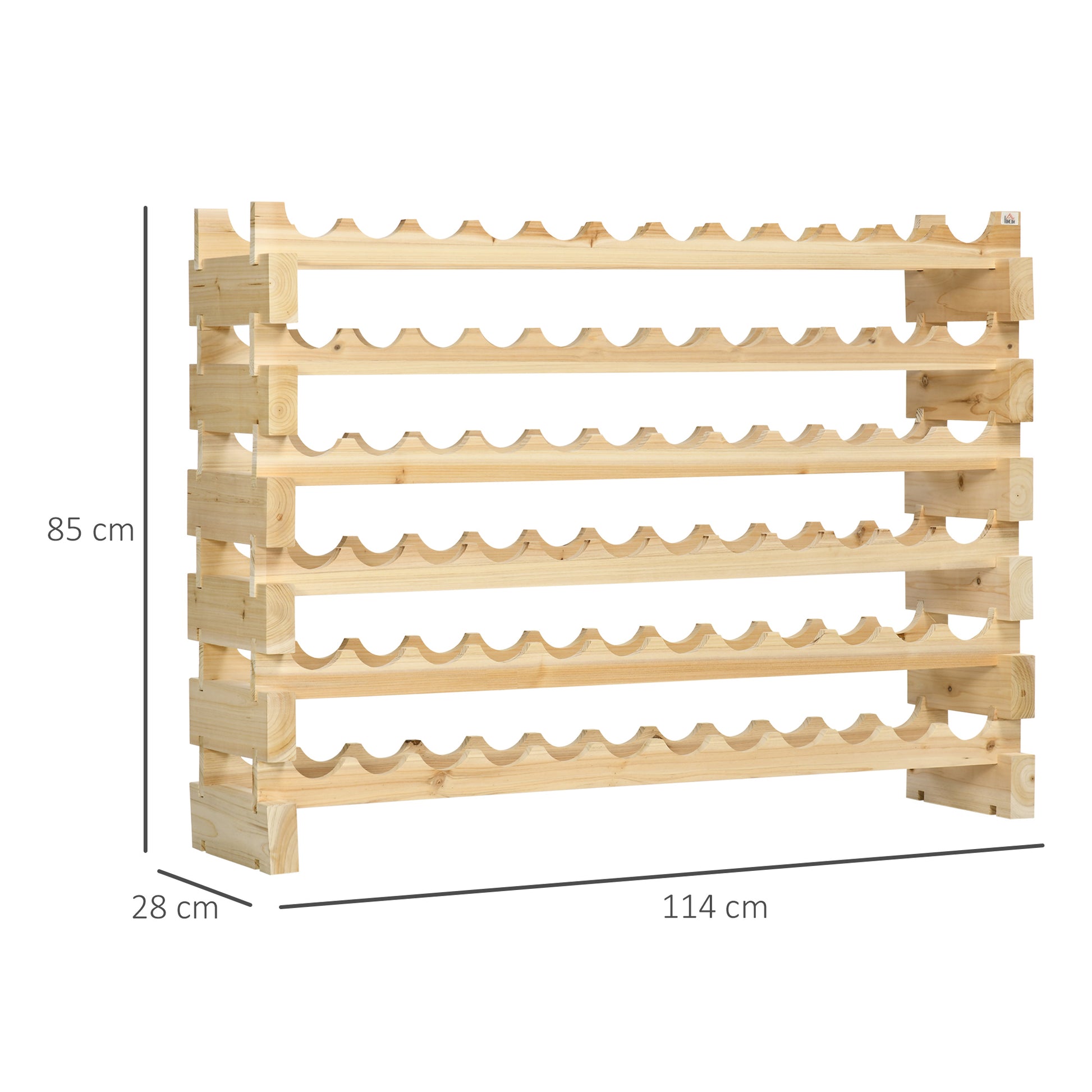 72-Bottle Wine Rack 6-Level Vertical Wine Rack Load 100 kg for Kitchen Dining Bar 114x28x85 cm Natural Wood