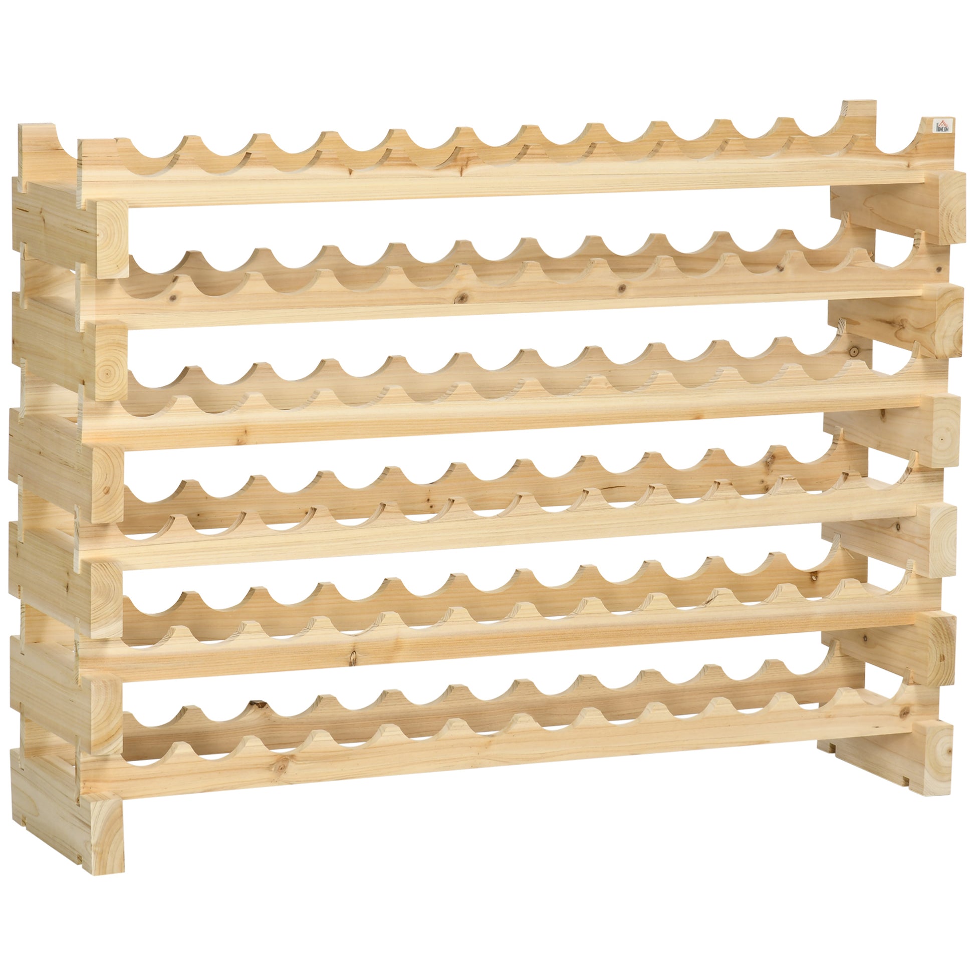72-Bottle Wine Rack 6-Level Vertical Wine Rack Load 100 kg for Kitchen Dining Bar 114x28x85 cm Natural Wood