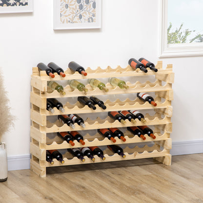 72-Bottle Wine Rack 6-Level Vertical Wine Rack Load 100 kg for Kitchen Dining Bar 114x28x85 cm Natural Wood