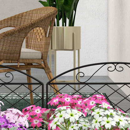 Set of 5 decorative metal garden fence panels, garden border, for flower bed - dim. 305 x 43 cm, black