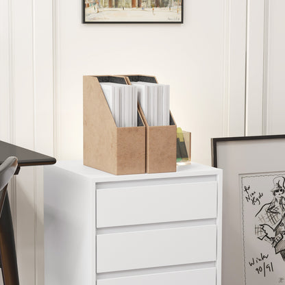 Office Cabinet Storage Cabinet on Wheels 4 Sliding Drawers in White Wood Finish
