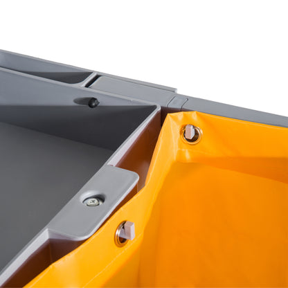 Cleaning Cart with 100L Professional and Multifunctional Bag for Hotels, Hostels with 3 Trays and 1 Platform 121x50.5x96.5 cm Gray and Yellow