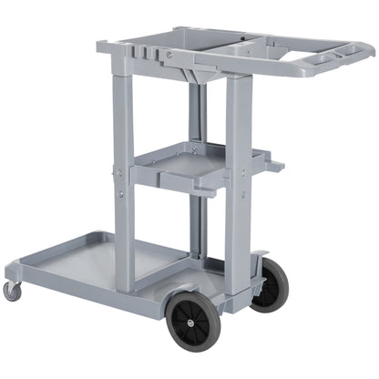 Cleaning Cart with 100L Professional and Multifunctional Bag for Hotels, Hostels with 3 Trays and 1 Platform 121x50.5x96.5 cm Gray and Yellow