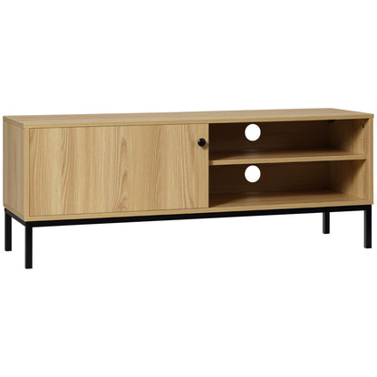 TV Stand TV Bench Max. 50 Inches 3 Compartments 2 Cable Management Holes with Sliding Door - dim. 120L x 39.5W x 46H cm