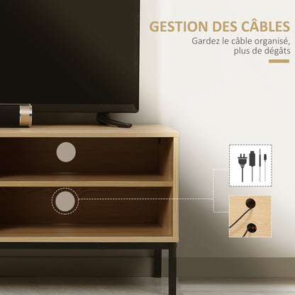 TV Stand TV Bench Max. 50 Inches 3 Compartments 2 Cable Management Holes with Sliding Door - dim. 120L x 39.5W x 46H cm