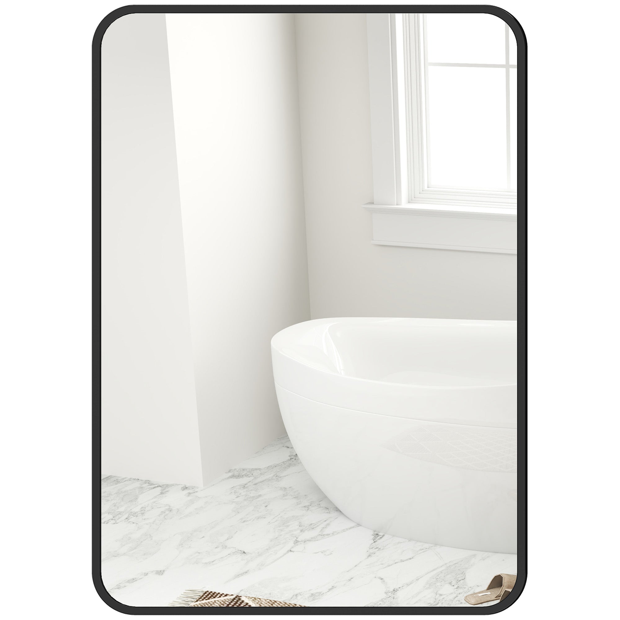 Bathroom Mirror 19.7x27.6 inches Wall Mirror Decorative Mirror with Metal Frame and Easy Hook Installation for Living Room Entryway Hallway Black