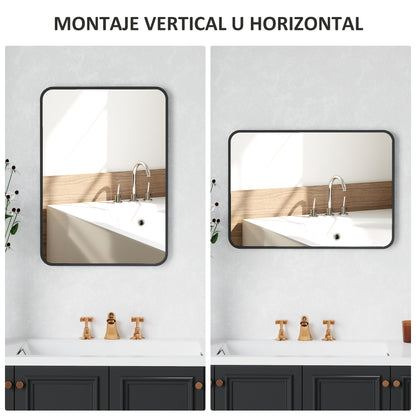 Bathroom Mirror 19.7x27.6 inches Wall Mirror Decorative Mirror with Metal Frame and Easy Hook Installation for Living Room Entryway Hallway Black