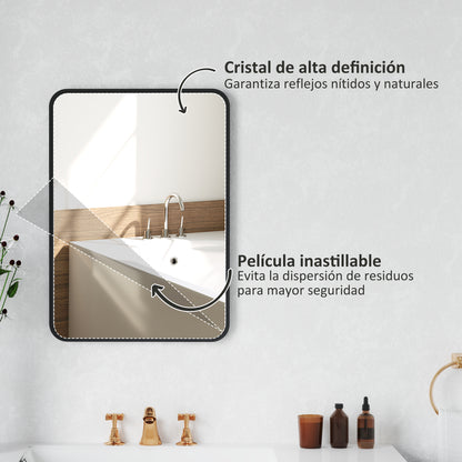 Bathroom Mirror 19.7x27.6 inches Wall Mirror Decorative Mirror with Metal Frame and Easy Hook Installation for Living Room Entryway Hallway Black