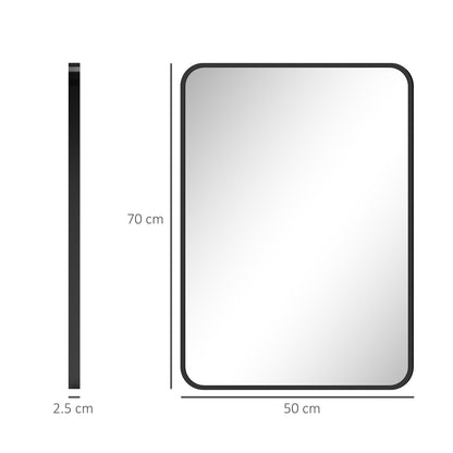 Bathroom Mirror 19.7x27.6 inches Wall Mirror Decorative Mirror with Metal Frame and Easy Hook Installation for Living Room Entryway Hallway Black