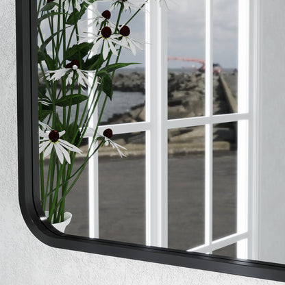 Bathroom Mirror 19.7x27.6 inches Wall Mirror Decorative Mirror with Metal Frame and Easy Hook Installation for Living Room Entryway Hallway Black