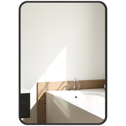 Bathroom Mirror 19.7x27.6 inches Wall Mirror Decorative Mirror with Metal Frame and Easy Hook Installation for Living Room Entryway Hallway Black