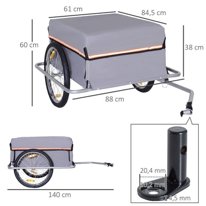 Foldable Bicycle Trailer Cargo Trailer with Coupling, Loadable up to 40 kg, Transport Trailer Trailer for Bicycle Handcart 140 x 88 x 60 cm