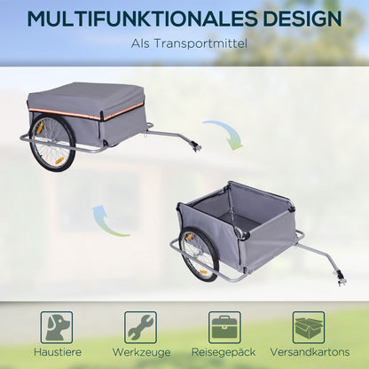 Foldable Bicycle Trailer Cargo Trailer with Coupling, Loadable up to 40 kg, Transport Trailer Trailer for Bicycle Handcart 140 x 88 x 60 cm