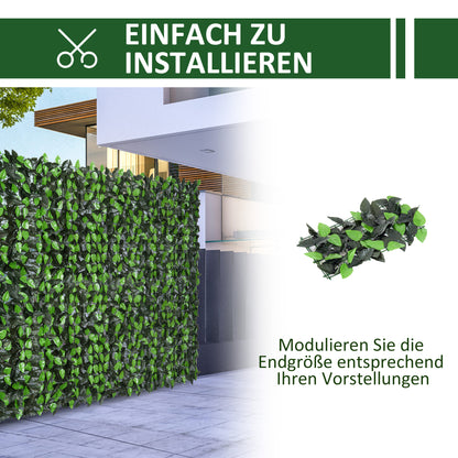 Artificial Hedge Privacy Screen, UV Protected Privacy Screen, Green Balcony Privacy Screen, Fence Privacy Screen with Leaves, Hedge Fence, Wall Artificial 300 x 100 cm for Garden Wedding