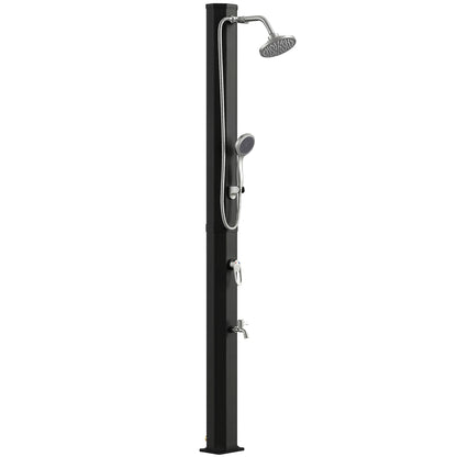 35 L Solar Garden Shower — Anti-Freeze Protection, Dual Rain Showerheads, Foot Tap, Max Water Temp 140°F (60°C), for Pool & Camping, No Electricity, Black