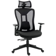 Mesh Office Chair Reclining Desk Chair with Adjustable Headrest Lumbar Support and 3D Armrests 150 kg Capacity 70x66x120-128 cm Black